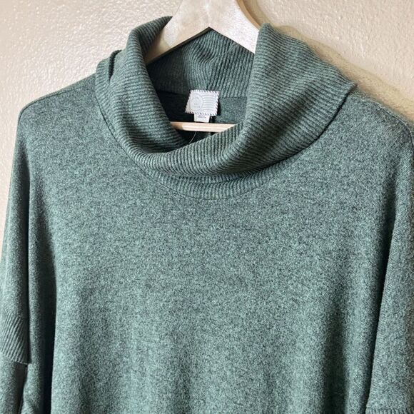 Anthropologie Postage Stamp Sweater Women's Medium  Green Cowl Neck Oversized - Picture 2 of 11